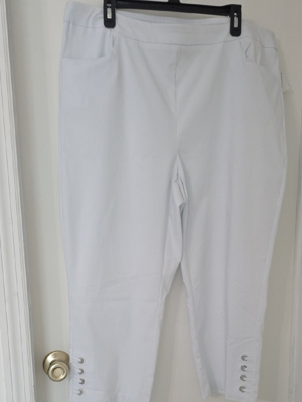 White Stretch NWT Ankle Pants with Decorative Rhinestone Accents